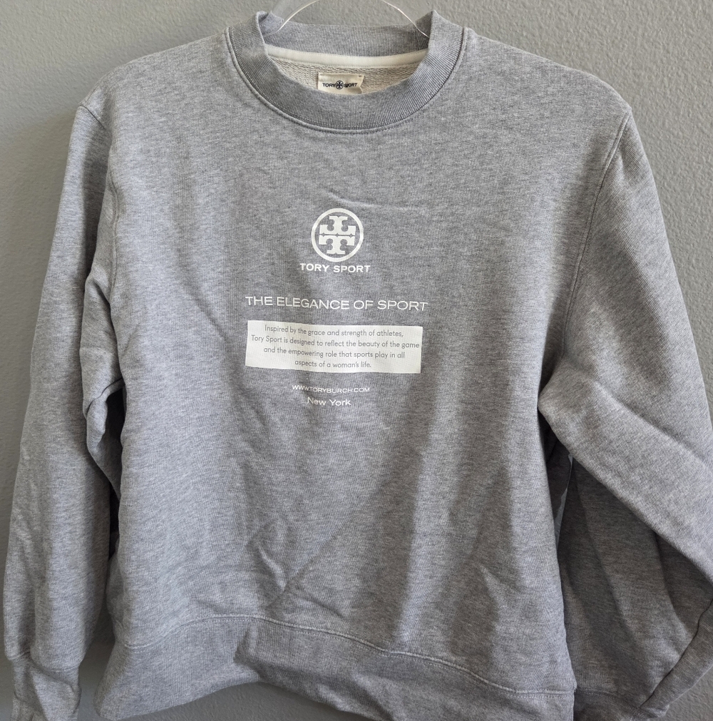 Tory Burch Tory Sport Grey Logo Sweatshirt